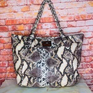 Elliott Lucca gray, cream, Tan and  Black Embossed Snakeskin Leather Tot…